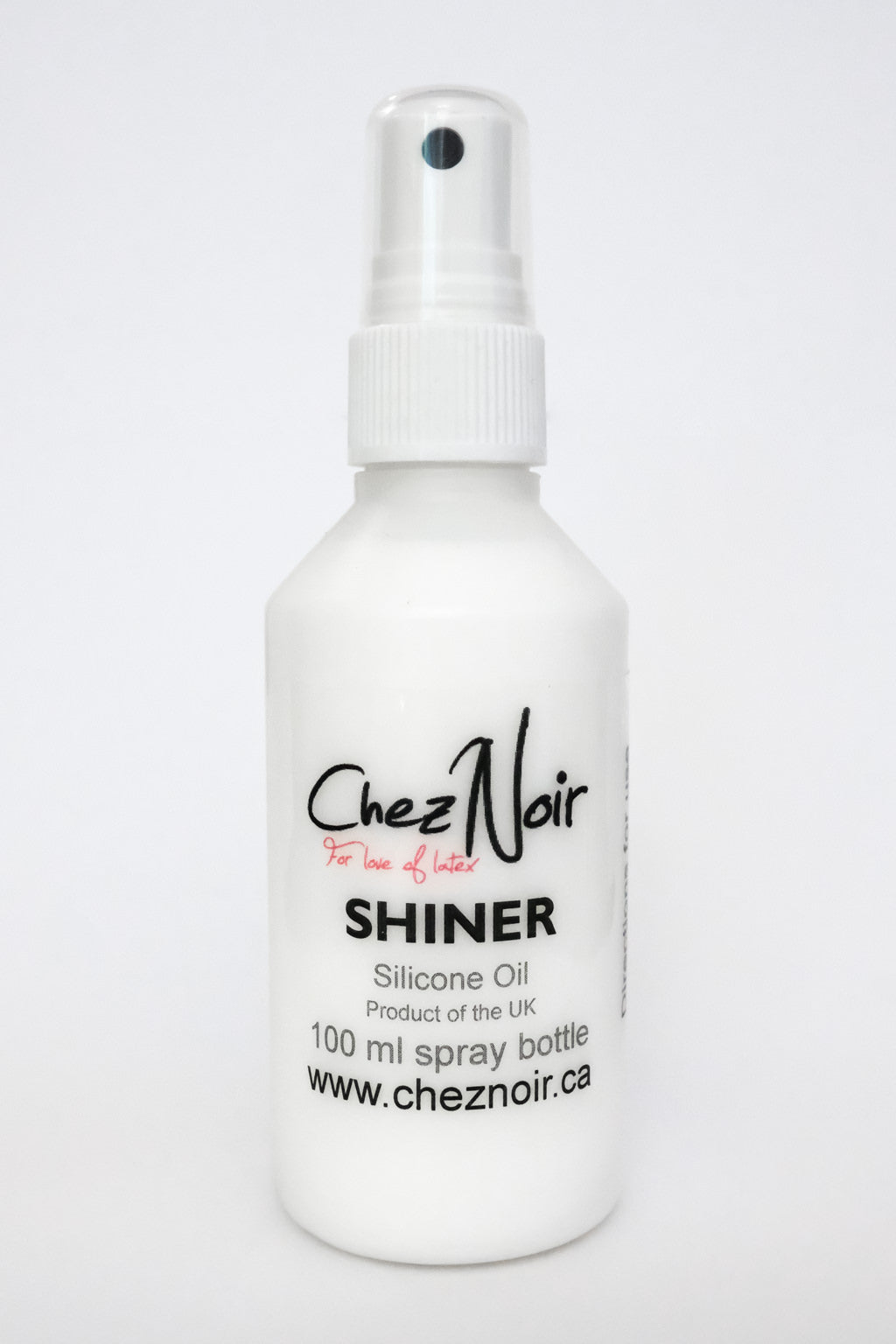 A bottle of latex shiner, a latex dressing aid.