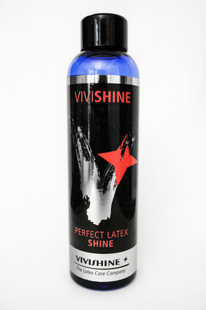 A bottle of ViviShine, a latex clothing cleaning product.