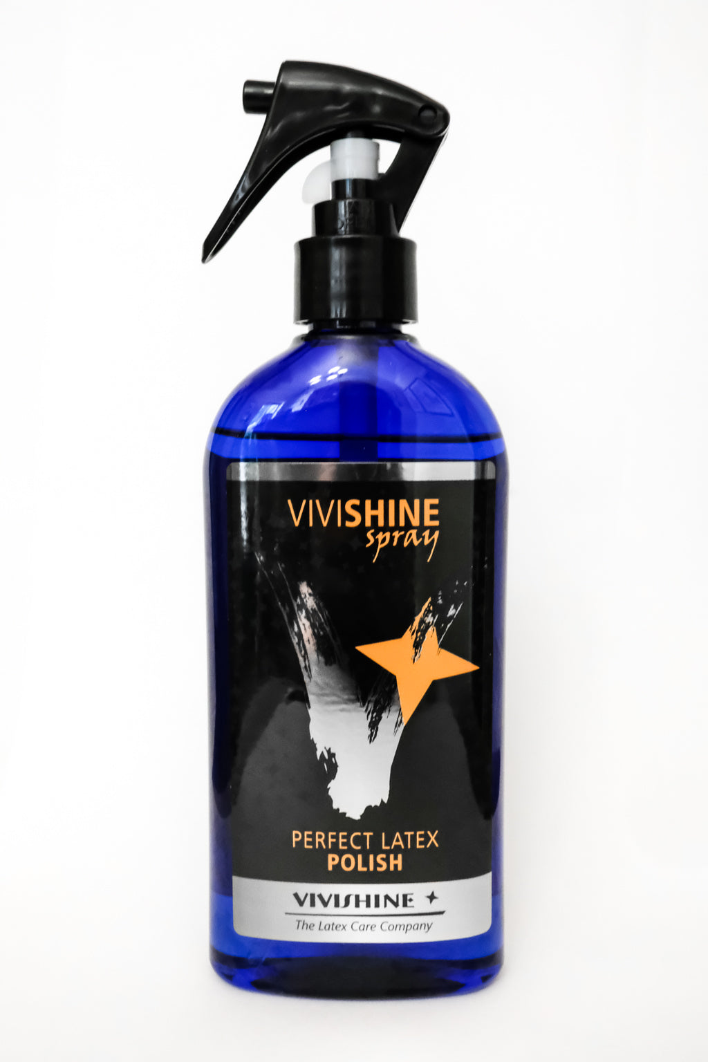 A bottle of ViviShine Spray, a latex clothing shiner.