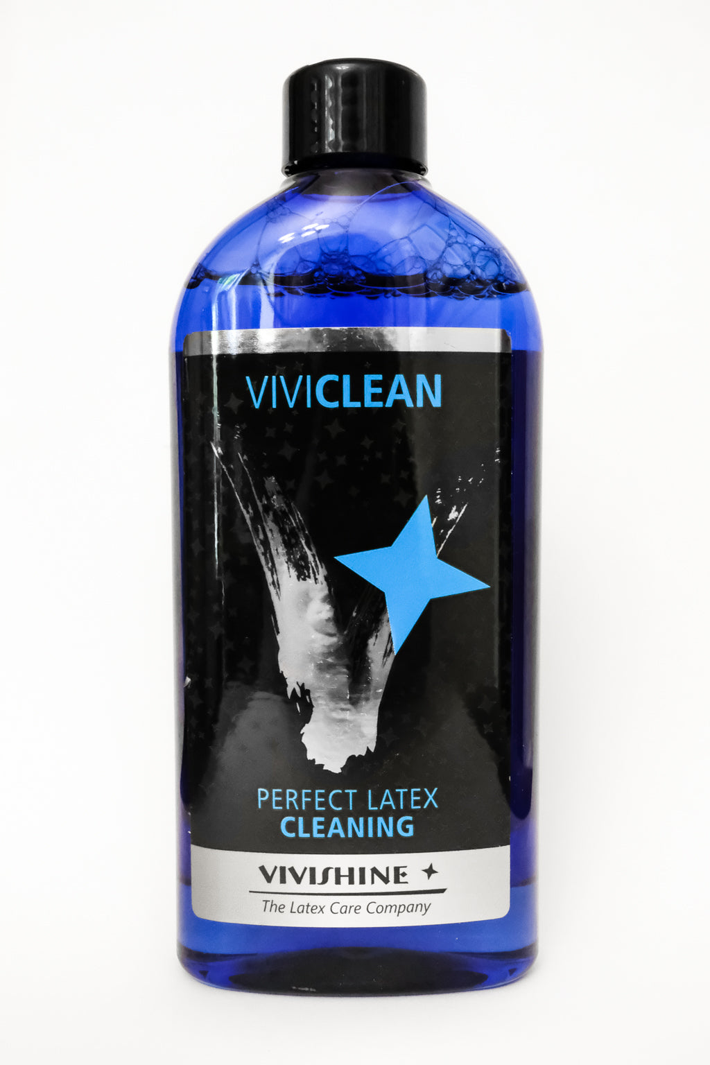 A bottle of ViviClean, a latex clothing cleaning product.